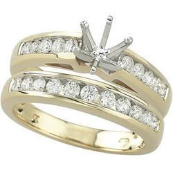 14K Yellow Gold Channel Set Round Diamond Semi Mount Engagement Ring (Center Stone Sold Separately)yellow 