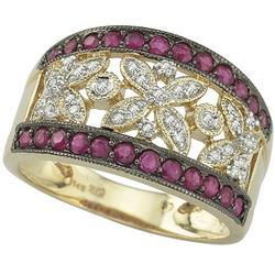 14K Yellow Gold Ruby & Diamond Ringyellow 