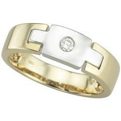 14K Two Tone Gold Round Diamond Men's Wedding Ringtwo 