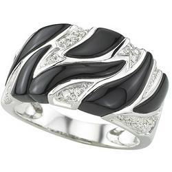 14K White Gold Onyx & Diamond Ringwhite 