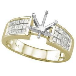 14K Yellow Gold Princess Cut Diamond Semi Mount Engagement Ring (Center Stone Sold Separately)yellow 