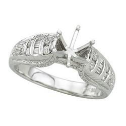 14K White Gold Round & Tapered Baguette Diamond Semi Mount Engagement Ring (Center Stone Sold Separately)white 