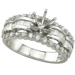 14K White Gold Round & Tapered Baguette Diamond Semi Mount Engagement Ring (Center Stone Sold Separately)white 