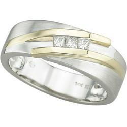 14K Two Tone Gold Men's Diamond Ringtwo 