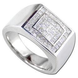 14K White Gold Men's Diamond Ring - Size 10white 