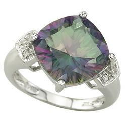 14K White Gold Mystic Topaz & Diamond Ringwhite 