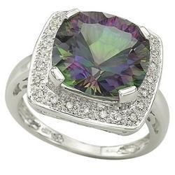 14K White Gold Mystic Topaz & Diamond Ringwhite 