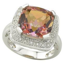 14K White Gold Mystic Orange Topaz & Diamond Ringwhite 