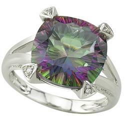 14K White Gold Mystic Topaz & Diamond Ringwhite 