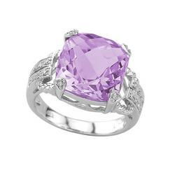 14K White Gold Amethyst & Diamond Ringwhite 