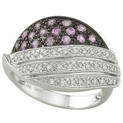 14K White Gold Pink Sapphire & Diamond Ringwhite 