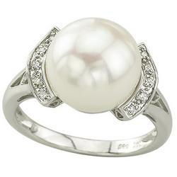 14K White Gold Pearl & Diamond Ringwhite 