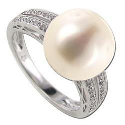 14K White Gold Pearl & Diamond Ringwhite 