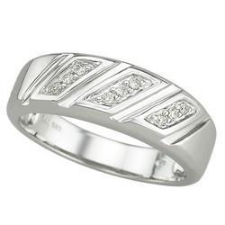 14K White Gold Men's Diamond Ring - Size 10white 