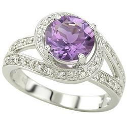 14K White Gold Amethyst & Diamond Ringwhite 