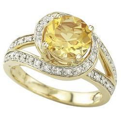 14K Yellow Gold Citrine & Diamond Ringyellow 