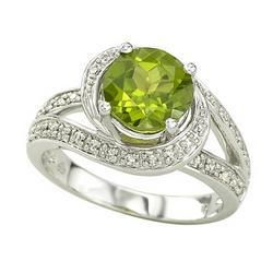 14K White Gold Peridot & Diamond Ringwhite 