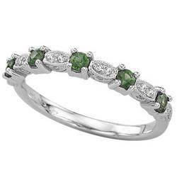 14K White Gold Emerald & Diamond Band Ringwhite 