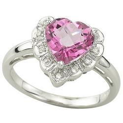 14K White Gold Pink Topaz & Diamond Ringwhite 