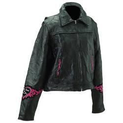 Diamond Plate&trade; Rock Design Ladies&apos; Genuine Leather Jacket (Small)diamond 