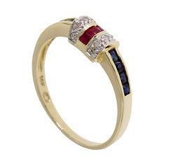 Emerald Ruby Sapphire Diamond 14K Gold Ringemerald 