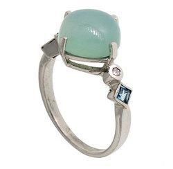 Jade Blue Topaz Diamond 14K White Gold Ringjade 