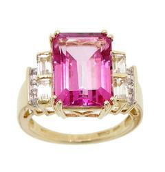 Pink and White Topaz Diamond Gold Ringpink 