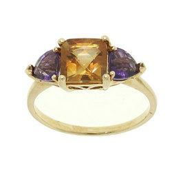 Citrine, Amethyst, and Diamond Gold Ringcitrine 