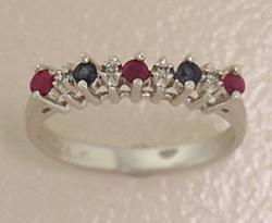 Sapphire, Ruby and Diamond 14K White Gold Ringsapphire 