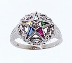 Spinel & Diamond Eastern Star Genuine White Gold Masonic Ringspinel 