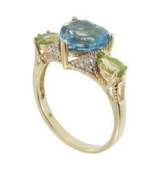 Blue Topaz Peridot Diamond Gold Ringblue 