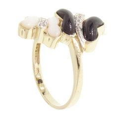 Black Onyx White Mother of Pearl Genuine Gold Ringblack 