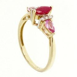 Ruby Pink Sapphire Diamond Gold Ringruby 