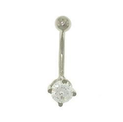 White Gold Gemstone Belly Ringwhite 