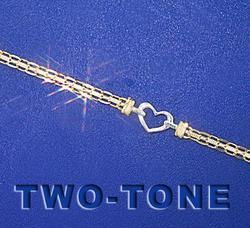 14K Two-tone Gold Heart Modern Anklettwo 