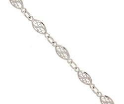 14K White Gold Filigree Link Chain Ankletwhite 