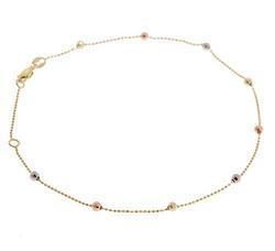 Tri-tone Genuine Gold Mini-Disco Ball Anklet Bracelettri 