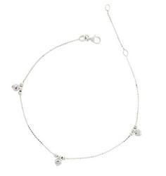 14K White Gold Dangling Hearts Charm Ankletwhite 