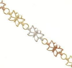 Tri-Tone Gold Butterfly Link Bracelettri 