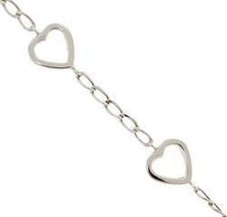 14K White Gold Heart Link Braceletwhite 