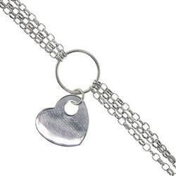 14K White Gold Dangle Heart Braceletwhite 