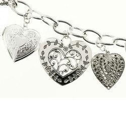 Sterling Silver Heart Charm Toggle Bracelet With Locketsterling 