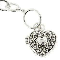 Sterling Silver Dangle Heart Locket Toggle Braceletsterling 