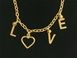 14K Gold LOVE Heart Charm Braceletgold 