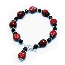 Sterling Silver Ladybug Bead Toggle Braceletsterling 