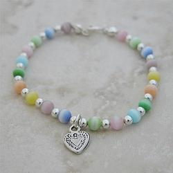 Kids Sterling Silver Multi-color Bead Braceletkids 