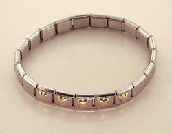 Stainless Steel and 14KT Gold Modern Heart Braceletstainless 