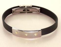 Stainless Steel and 18KT Gold Rubber Modern Braceletstainless 