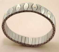 Brushed/Polished Steel & 18KT Gold Modern Braceletbrushed 