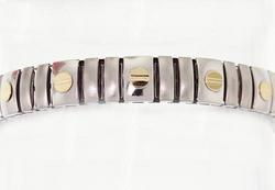 Brushed/Polished Steel & 18KT Gold Modern Braceletbrushed 